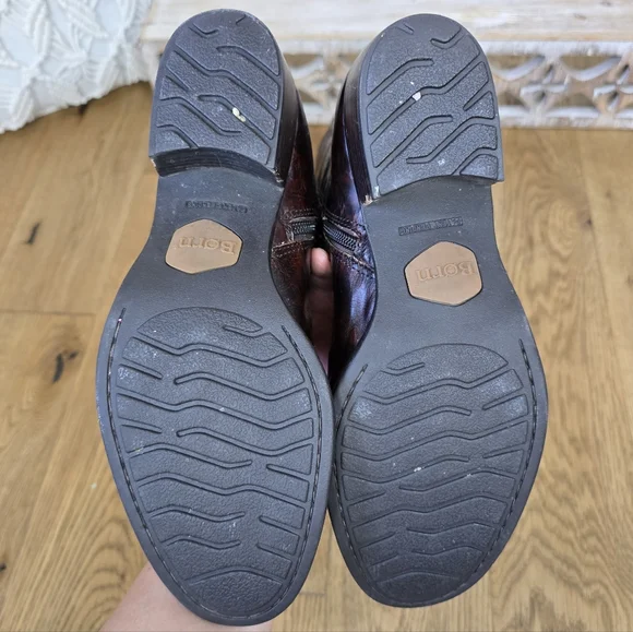 Born Cherry Brown Heeled Knee High Riding Boots Size 8 - Picture 12 of 14